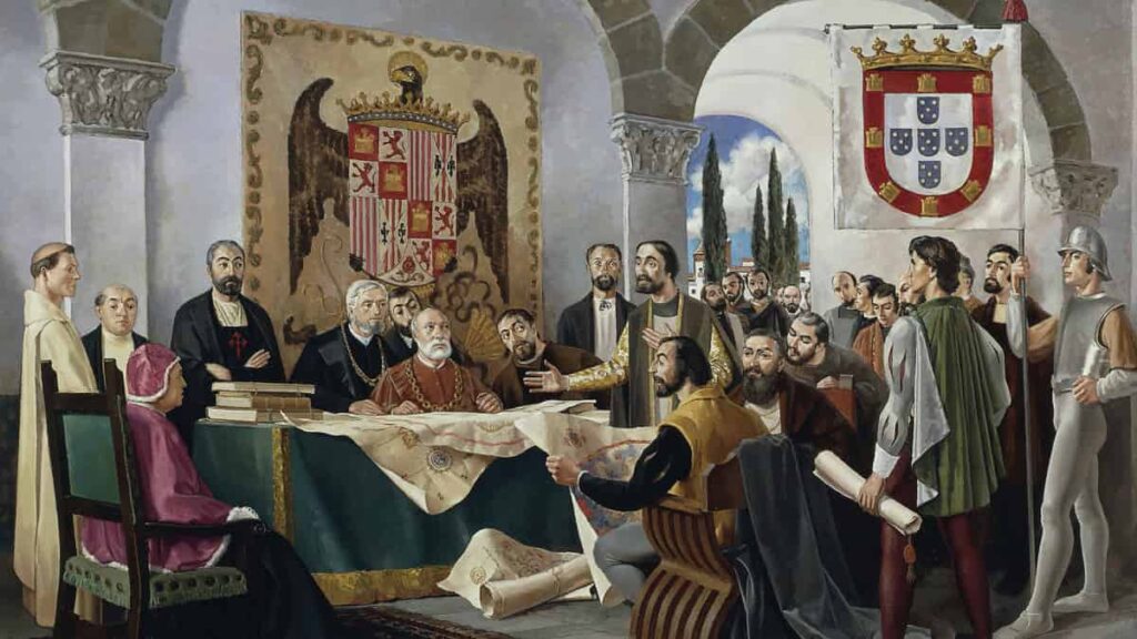 Ký kết Hiệp ước Tordesillas giữa Tây Ban Nha và vương quốc Bồ Đào Nha